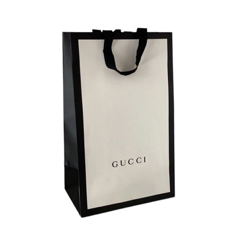 Gucci Paper Black White Tall Paper Shopping Bag Gift Bag 9 X 5.5 X 15